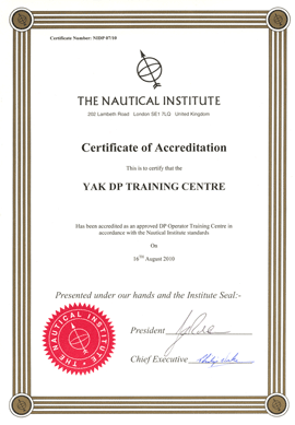 YAK DP Training Certificate